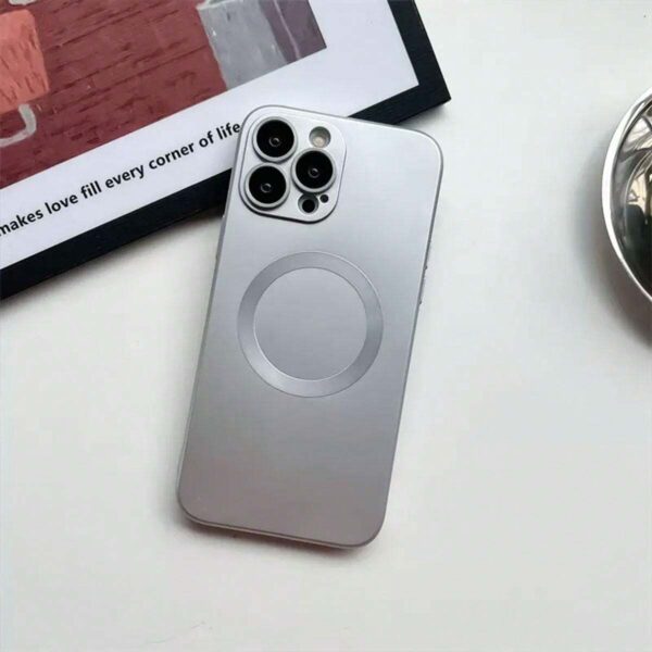 Silver Luxury Magnetic Phone Case For iPhone 11 12 13 14 15 Pro Max Metallic Texture Lens Film Protection Cover For APPLE iPhone 15 14 Plus Anti-Fall Protection Case Accessories - Image 6